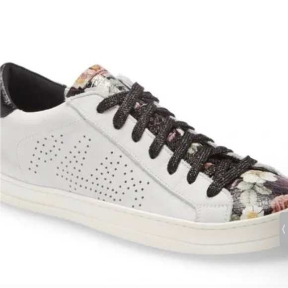 P448 JOHN WHITE LEATHER LOW PROFILE SNEAKERS NWOT SIZE 40 - Picture 2 of 15